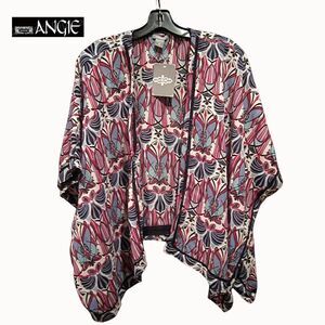 ANGIE NWT Oversized Abstract Print Crochet Trim Kimono Blazer – Large
